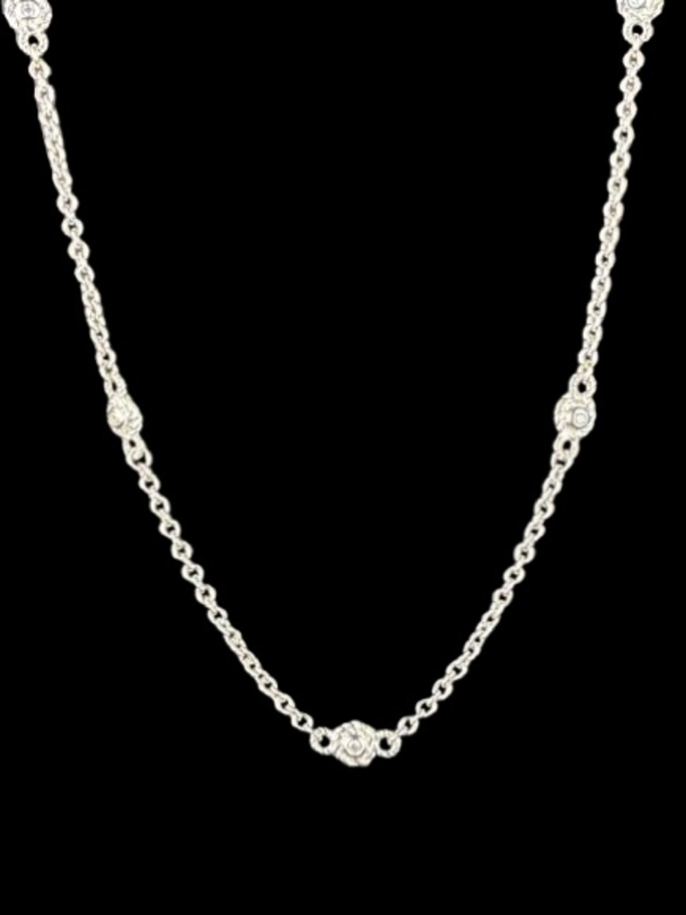 Vintage Judith Ripka 925 Diamonique By The Yard Station Necklace 36” Layering - Picture 2 of 8